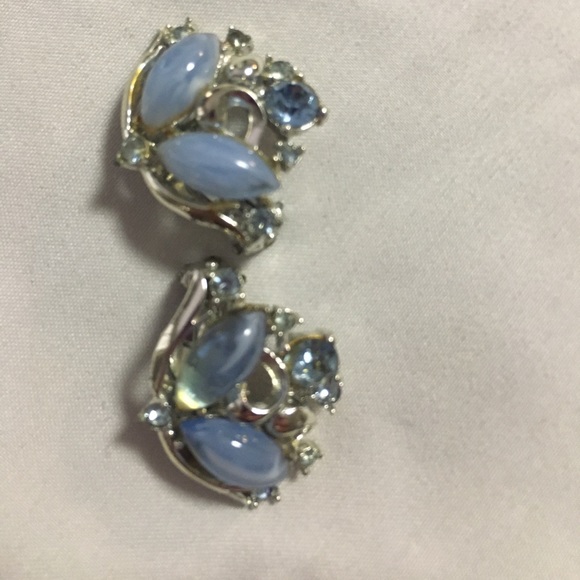 illegibly stamped Jewelry - Very vintage 40s earrings.